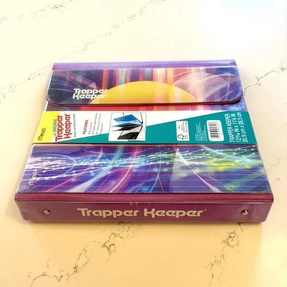 Mead Trapper Keeper Binder Retro Neon Galaxy Sunset Design 1” New with Tags - Picture 7 of 7